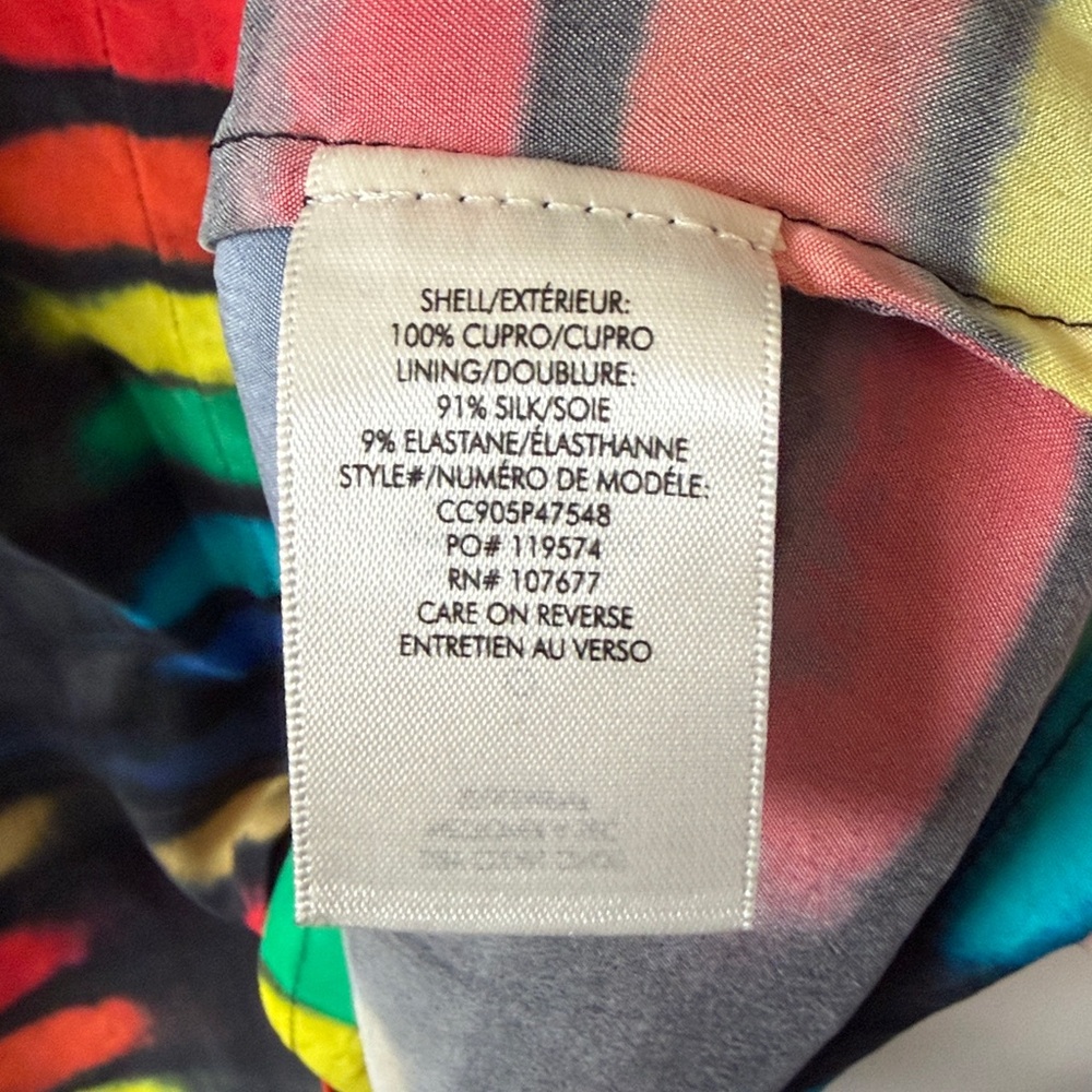 Alice + Olivia Rainbow Block Tie Dye Mini Shirtdress Medium Black Multicolor - Picture 7 of 9